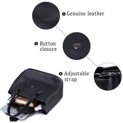 Leather Handbag by SHVIGEL 22829 - Elegant Black Design with Two Handles from Ukraine