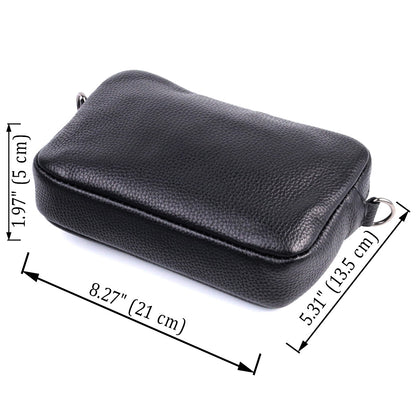 Classic Crossbody Bag Made of Grain Leather by SHVIGEL 22842 - Black Color, Premium Quality