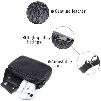 Classic Crossbody Bag Made of Grain Leather by SHVIGEL 22842 - Black Color, Premium Quality