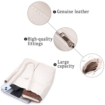 Spacious SHVIGEL Leather Shopper Bag 22843 Beige Made in Ukraine – Durable Design