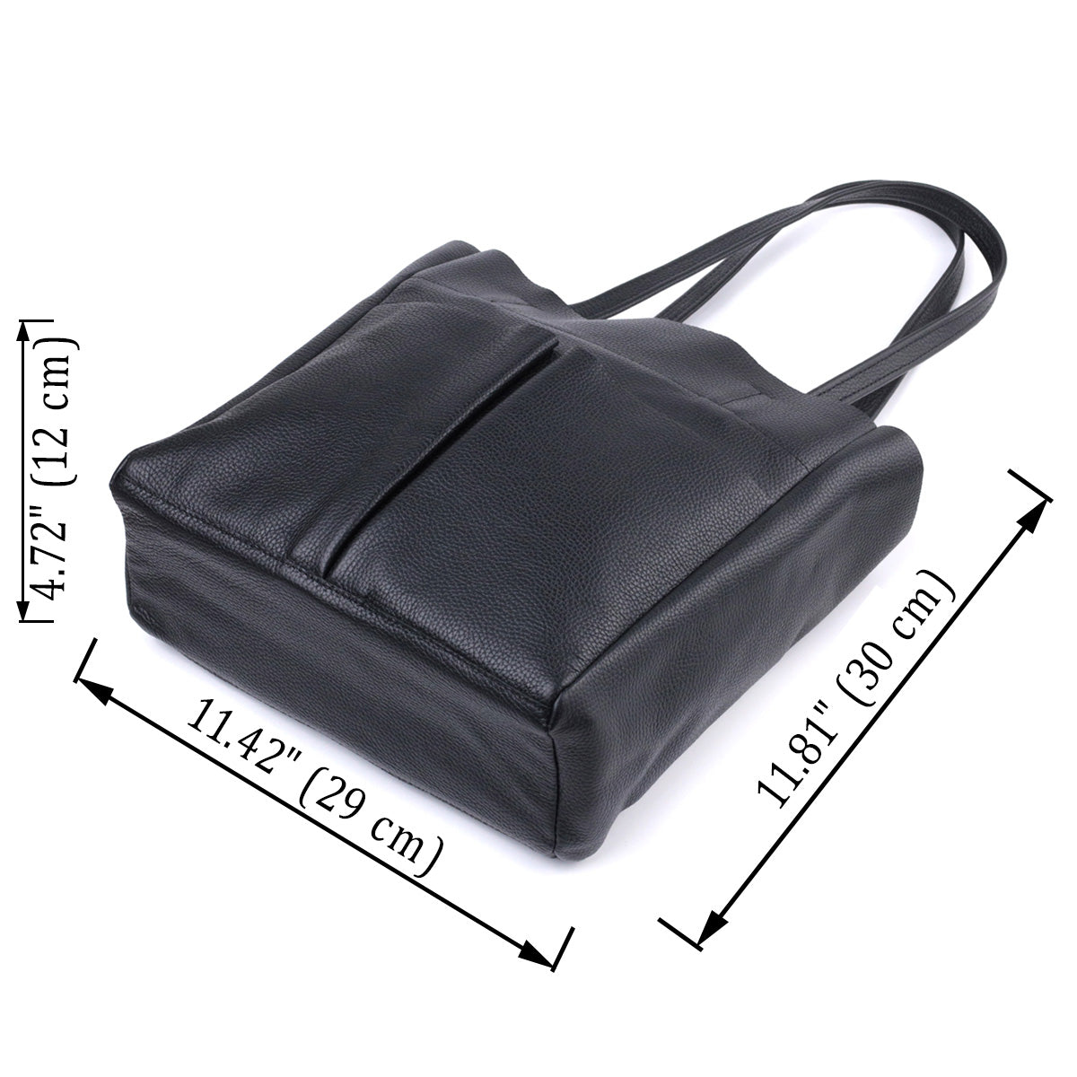 Comfortable Black Leather Shopper Bag SHVIGEL 22845 Made in Ukraine