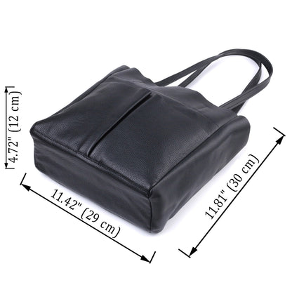 Comfortable Black Leather Shopper Bag SHVIGEL 22845 Made in Ukraine