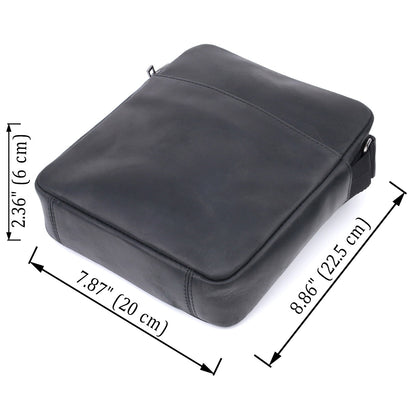 Men's Matte Leather Crossbody Bag SHVIGEL 22848 Black - Genuine Leather Design