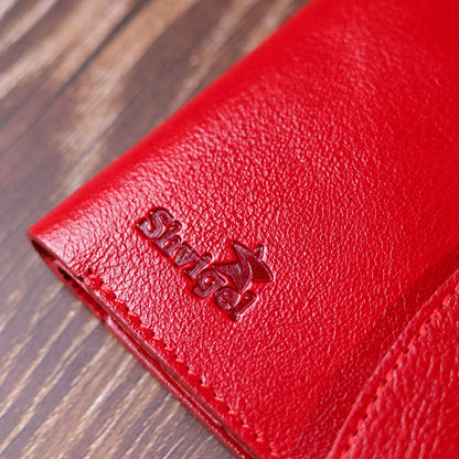 Leather Wallet for Women SHVIGEL 16618 Red Compact Design, Genuine Leather Material