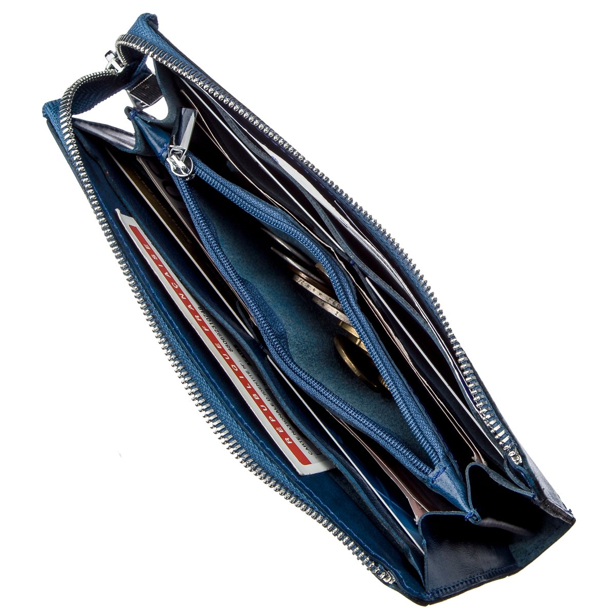Unisex Leather Clutch SHVIGEL 16183 Blue Natural Leather Premium Quality