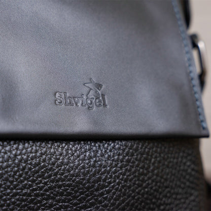 Men's Leather Combo Bag SHVIGEL 11174 Black Natural Leather Durable Design