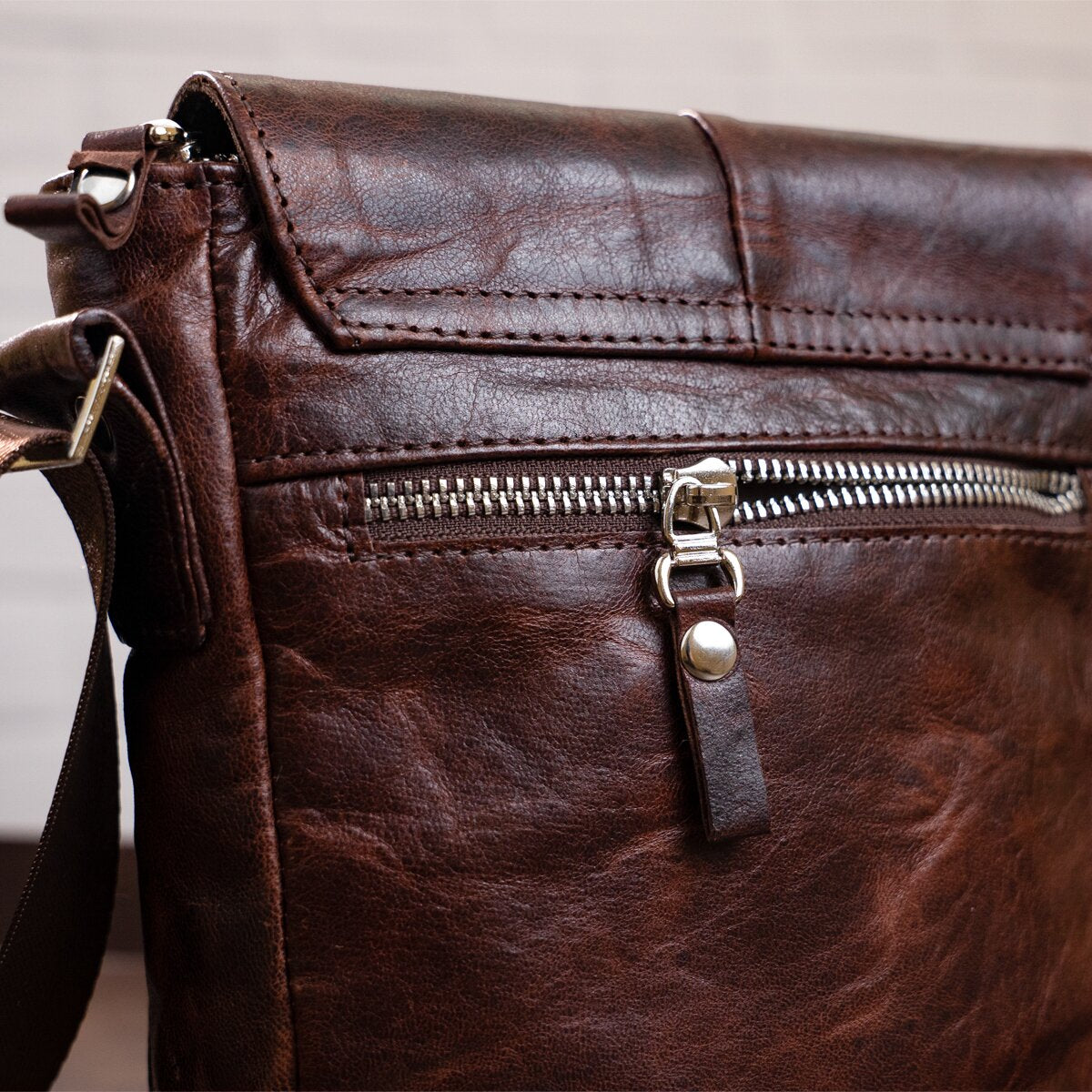 Leather Bag SHVIGEL 11042 Brown Genuine Leather Made in Ukraine