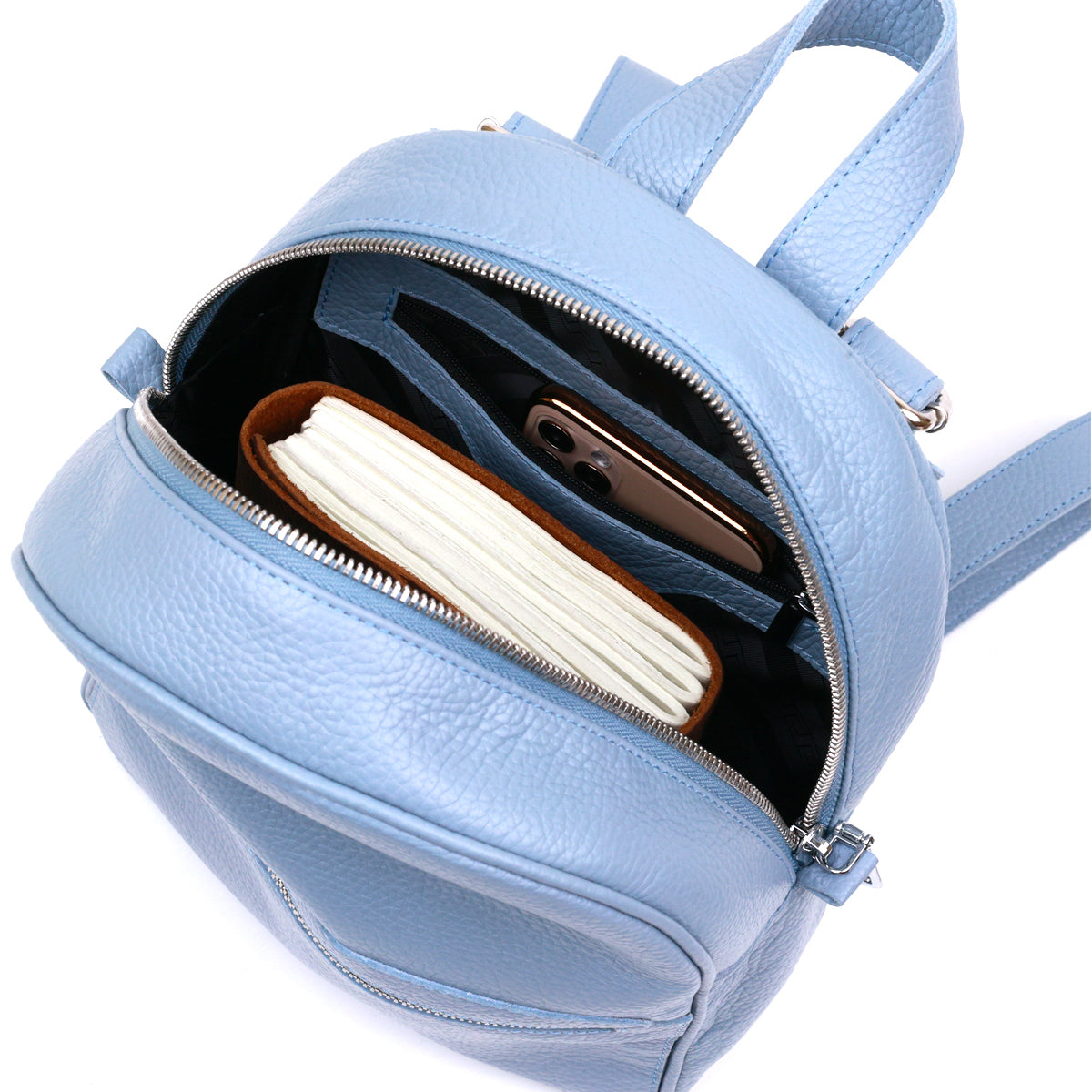 Leather Women's Backpack SHVIGEL 16303 Blue Genuine Leather Made in Ukraine