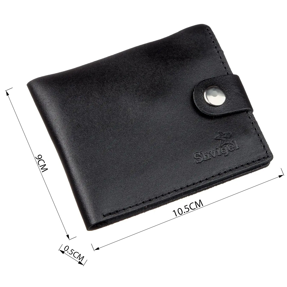 Men's Leather Wallet with Coin Compartment SHVIGEL 16211 Black, Natural Leather, Ukraine