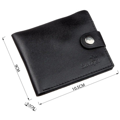 Men's Leather Wallet with Coin Compartment SHVIGEL 16211 Black, Natural Leather, Ukraine