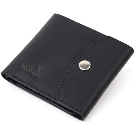 Matte Leather Men's Wallet SHVIGEL 16612 Black Made in Ukraine Genuine Leather