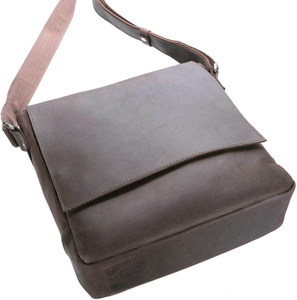 Messenger Bag SHVIGEL 00886 Brown Genuine Leather Handmade in Ukraine
