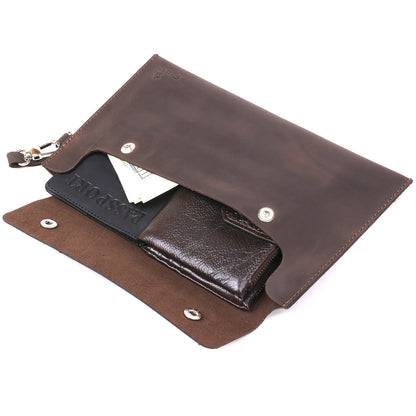 Vintage Leather Travel Cosmetic Bag SHVIGEL 16428 Brown Natural Leather Quality