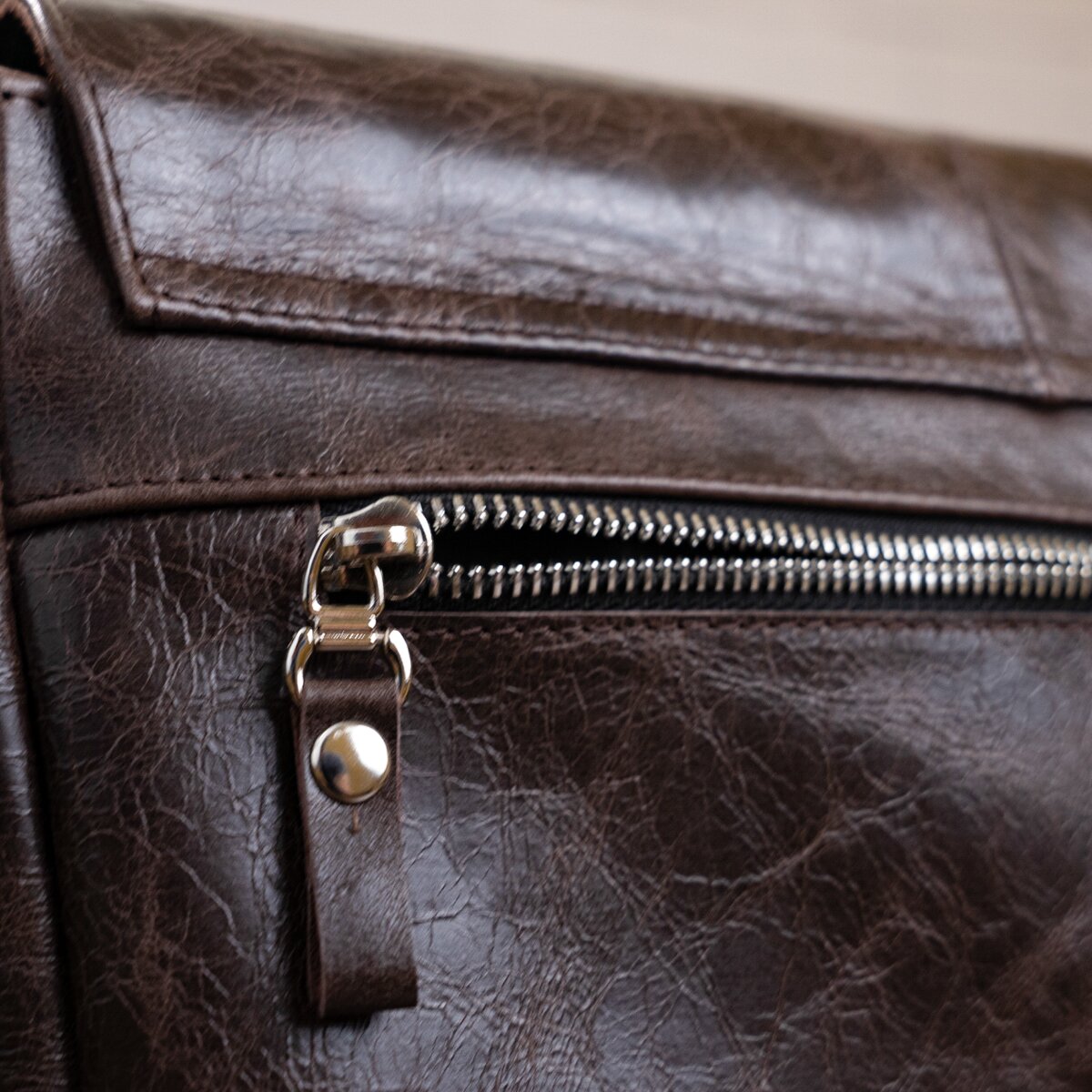 Leather Bag SHVIGEL 00799 Brown Made in Ukraine Natural Leather Durable Design