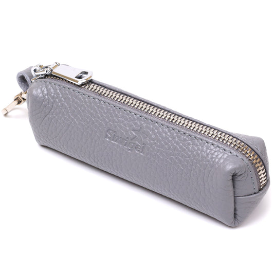 Fashionable Leather Keychain SHVIGEL 16543 Gray Natural Leather, Key Holder