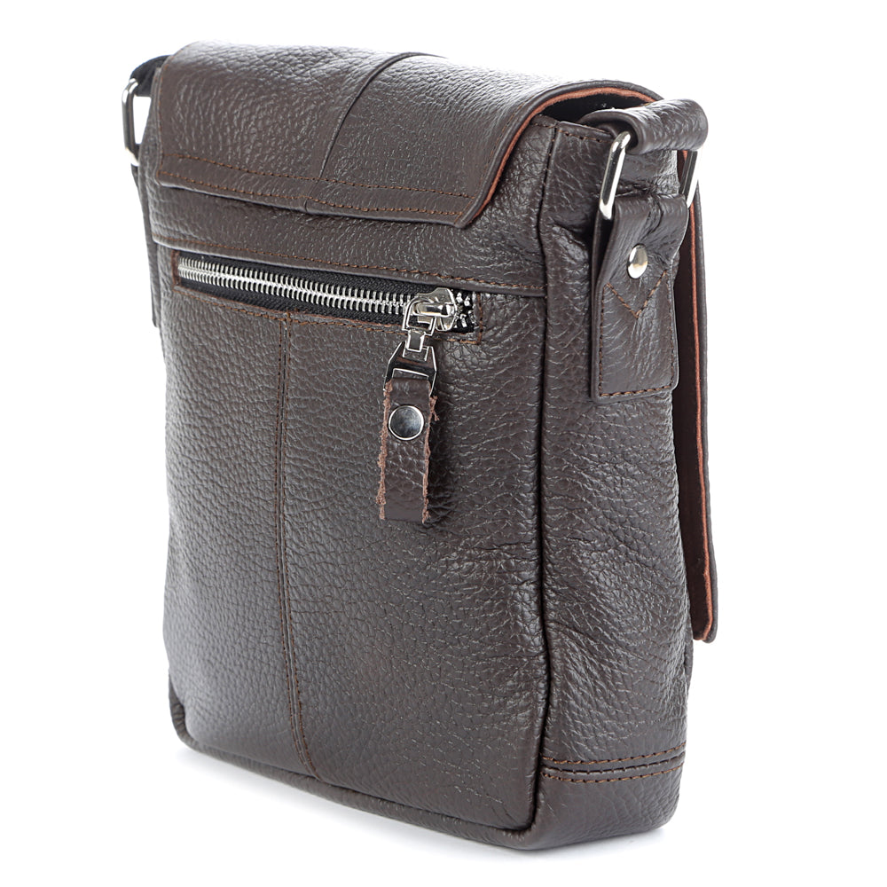 Leather Bag SHVIGEL 00977 Brown - Premium Natural Leather, Made in Ukraine