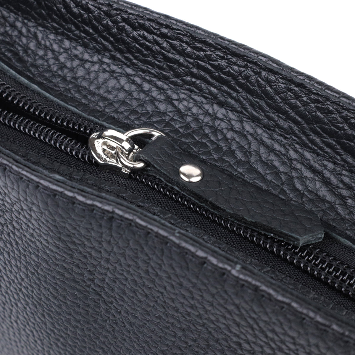 Women’s Baguette Bag with Chain and Detachable Strap, SHVIGEL 22837, Black, Grainy Leather