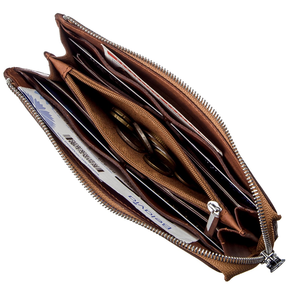 Unisex Vintage Leather Clutch SHVIGEL 16190 in Reddish Brown – Made in Ukraine, Genuine Leather