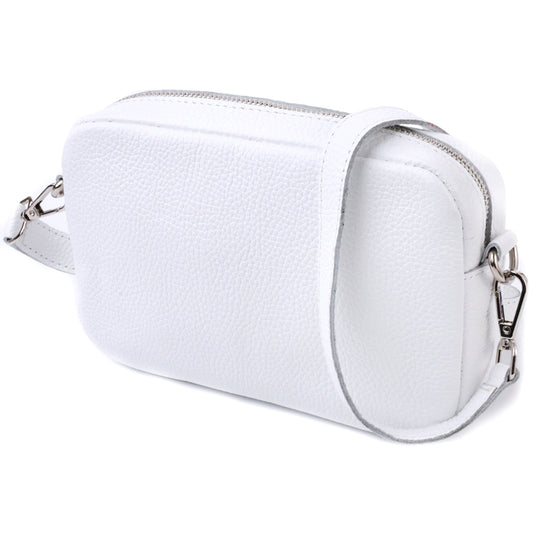 Universal Classic Crossbody Bag by SHVIGEL 22840 in White Natural Leather