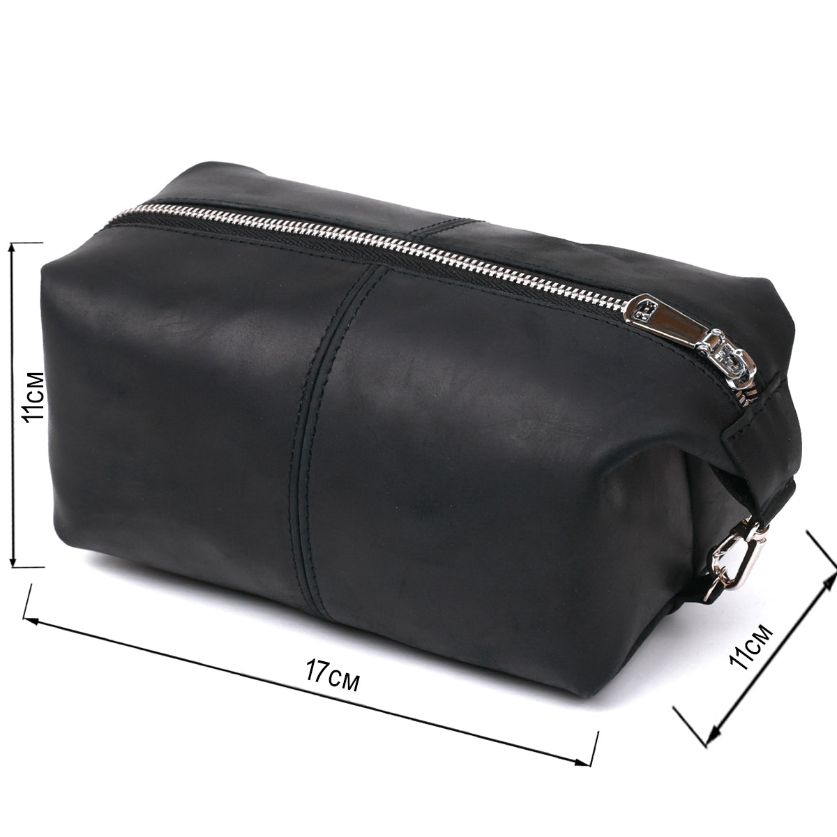 Stylish Vintage Cosmetic Bag SHVIGEL 16397 Black Natural Leather Made in Ukraine