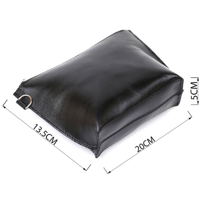 Comfortable Leather Cosmetic Bag SHVIGEL 16409 Black Natural Leather, Made in Ukraine