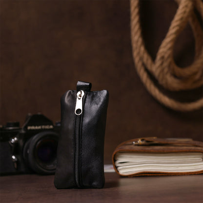 Spacious Leather Key Holder SHVIGEL 15203 Black Made in Ukraine with Natural Leather Material