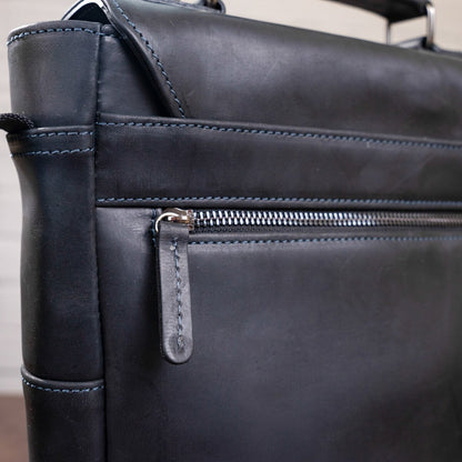 Men's Vintage Leather Bag SHVIGEL 11137 Black Made in Ukraine Natural Leather