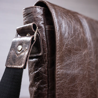 Genuine Leather Bag SHVIGEL 00979 Brown - Made in Ukraine, Stylish & Durable