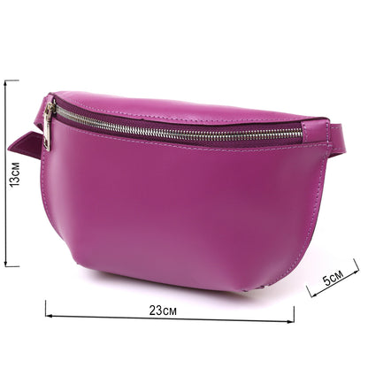 Bright Purple SHVIGEL Leather Fanny Pack 16386 - Natural Leather, Ukraine Made