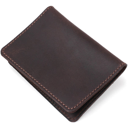 Leather Driver's License and ID Holder SHVIGEL 13964 Dark Brown Natural Leather, Made in Ukraine