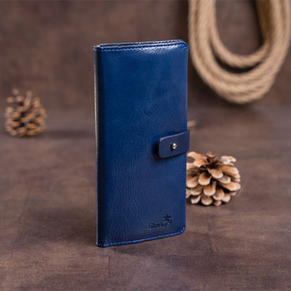 Unisex Leather Wallet SHVIGEL 16201 Blue - Genuine Leather, Ukrainian Craftsmanship