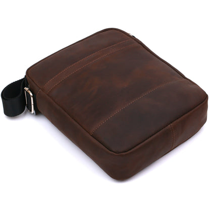 Vintage Leather Men's Bag SHVIGEL 16332 Brown - Genuine Leather Made in Ukraine