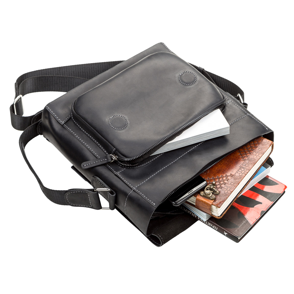 Men's Leather Bag SHVIGEL 11112 Black Genuine Leather from Ukraine