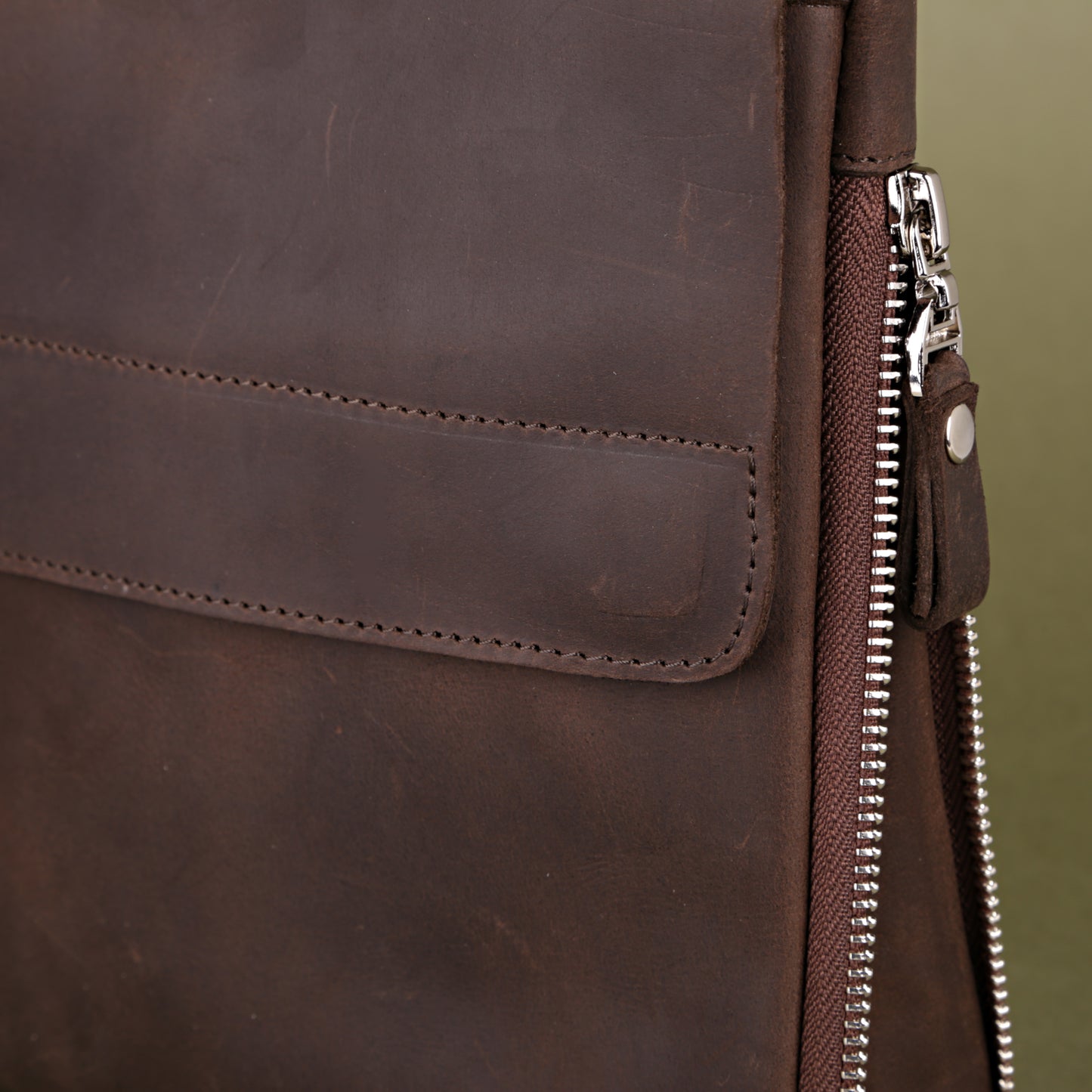 Leather Bag SHVIGEL 00999 Brown Natural Leather Handmade in Ukraine