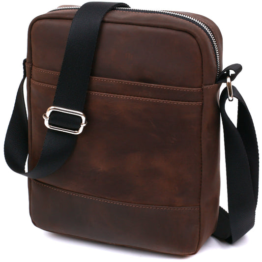 Vintage Leather Men's Bag SHVIGEL 16332 Brown - Genuine Leather Made in Ukraine