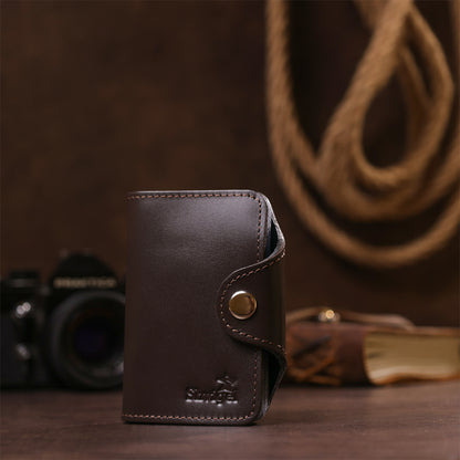 Vertical Card Holder SHVIGEL 13912 Genuine Leather in Brown for Business Cards