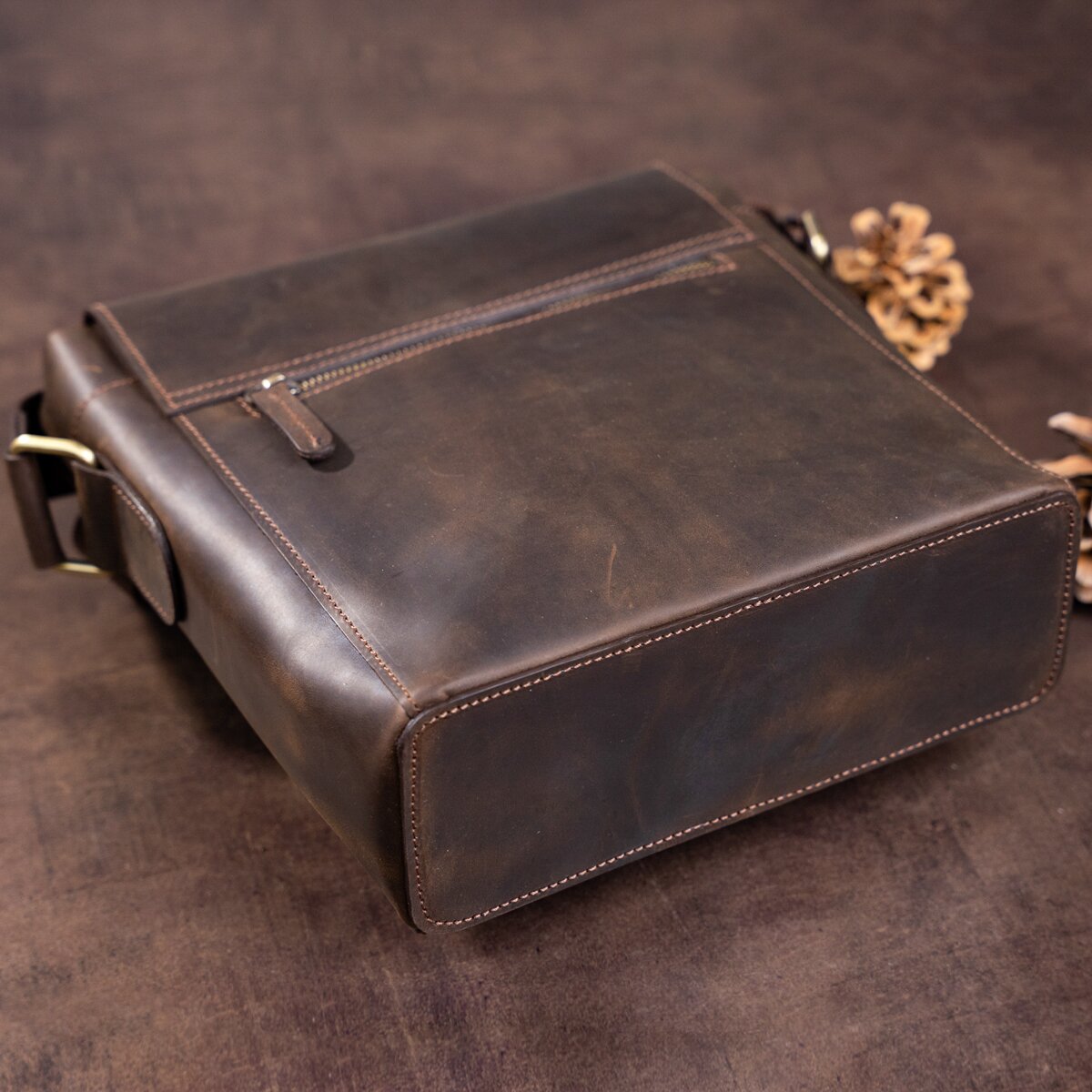 Men's Leather Bag SHVIGEL 11095 Brown Natural Leather High-Quality Design