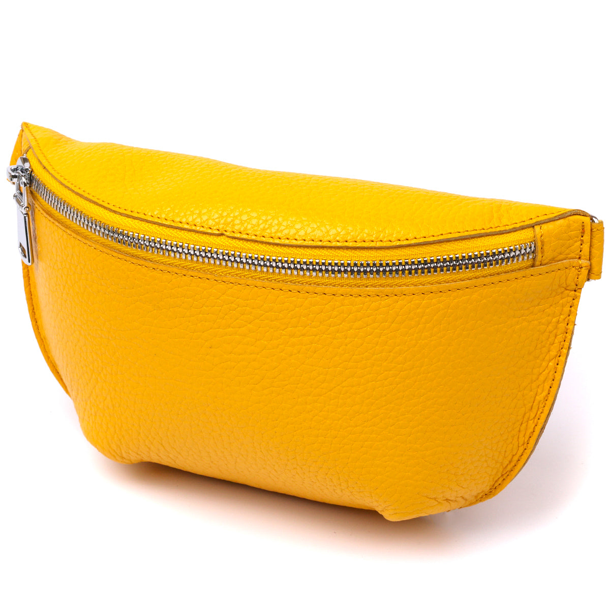 Bright Yellow Women's Leather Banana Bag SHVIGEL 16377 - Natural Leather, Ukraine