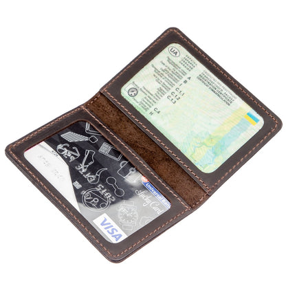 Leather Driver's License Holder SHVIGEL 13962 Brown Genuine Leather Made in Ukraine