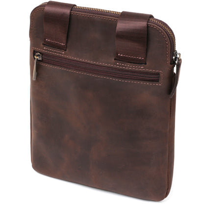 Stylish Men's Vintage Leather Messenger Bag SHVIGEL 11180 Brown, Genuine Leather