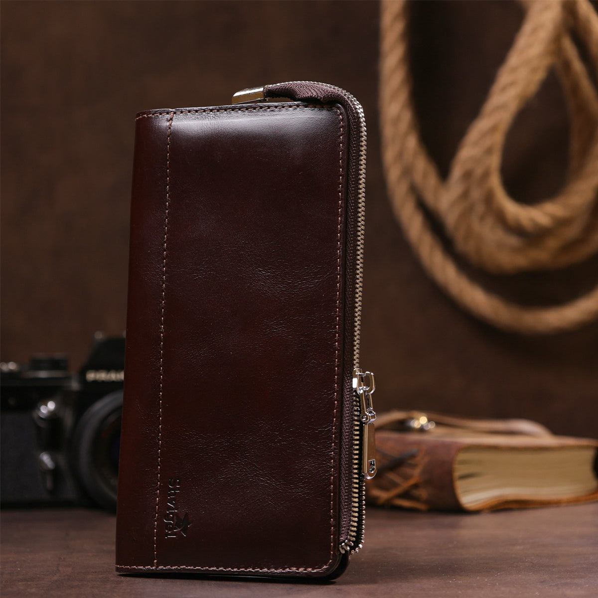 Men's Leather Clutch SHVIGEL 16184 Brown | Premium Natural Leather Design