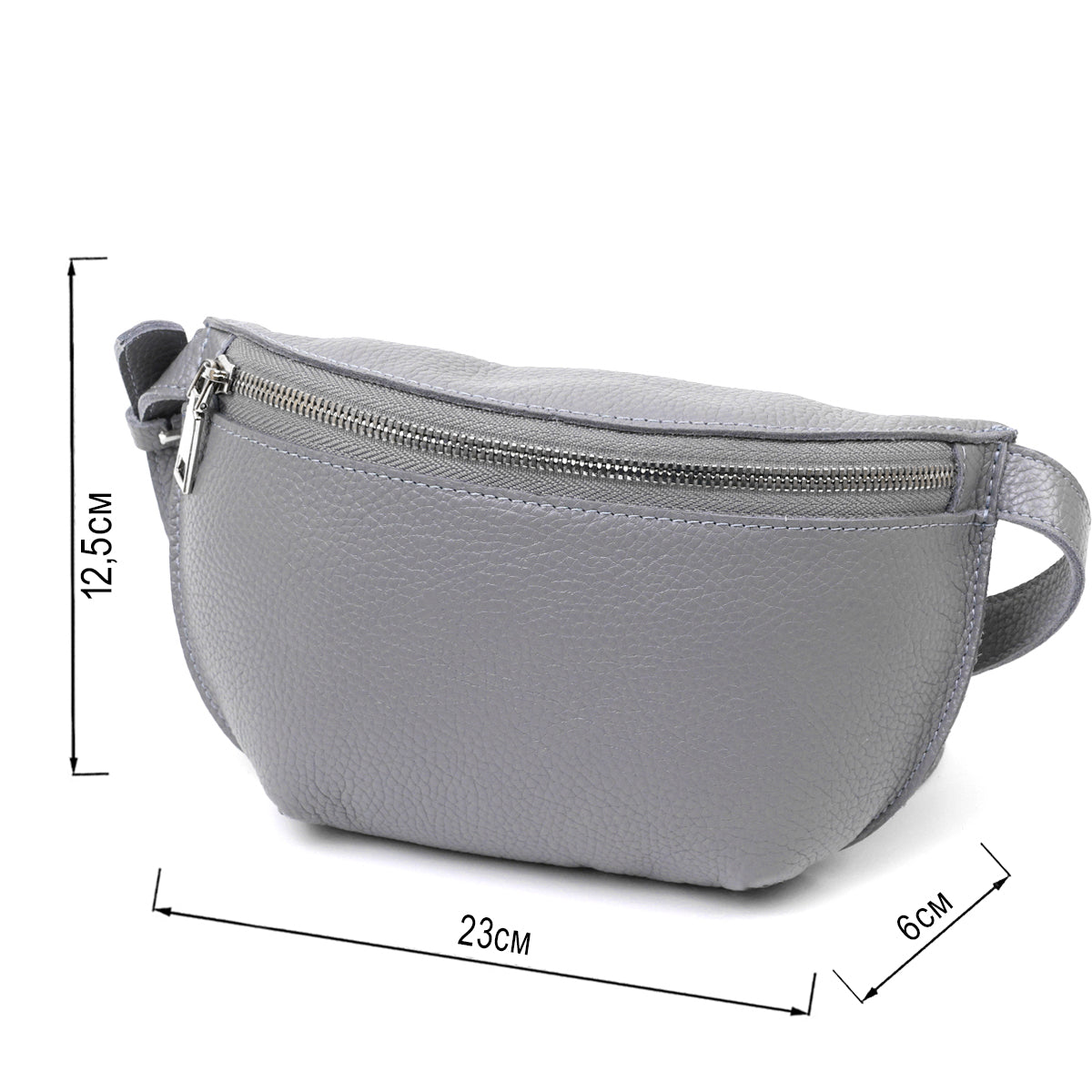 Original Women's Leather Banana Bag SHVIGEL 16379 Grey Natural Leather Stylish Design