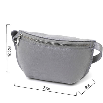 Original Women's Leather Banana Bag SHVIGEL 16379 Grey Natural Leather Stylish Design