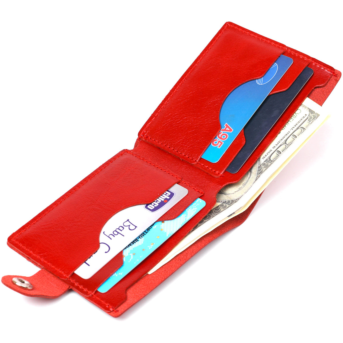 Small Leather Wallet for Women by SHVIGEL 16461 Red, Made from Natural Leather, Ukraine