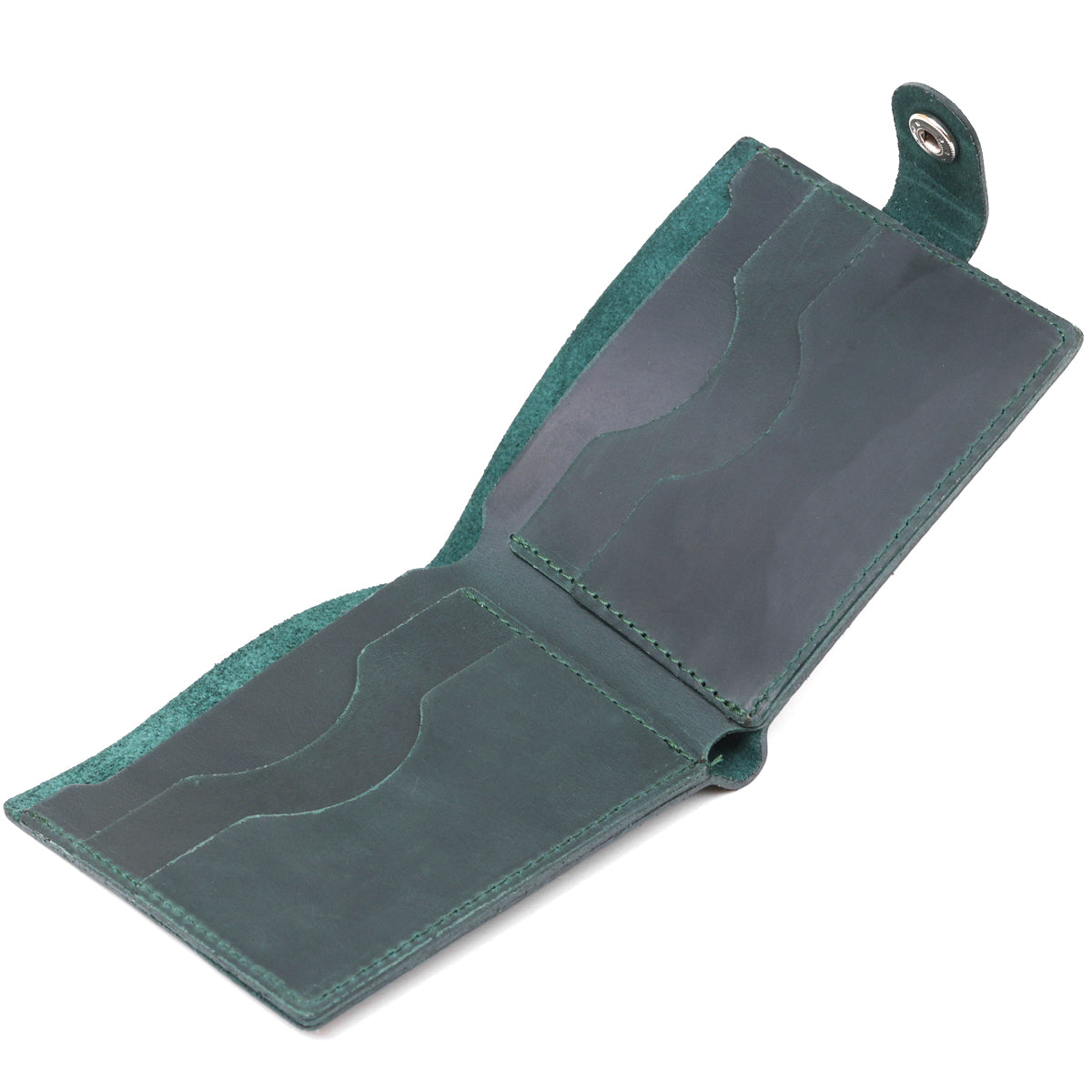 Fashionable Vintage Wallet SHVIGEL 16498 Green Genuine Leather, Ukraine Made