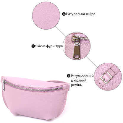 Leather Practical Women's Waist Bag SHVIGEL 16376 Lilac Genuine Leather