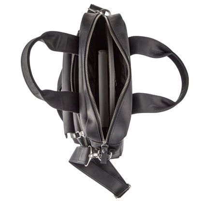 Vertical Men's Bag SHVIGEL 11169 A4 Size Black Matte Natural Leather