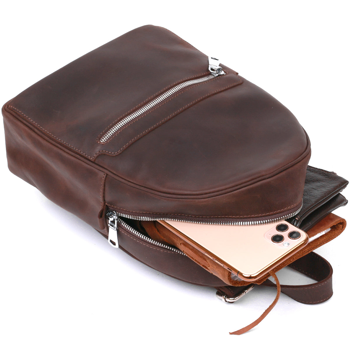 Vintage Women's Backpack SHVIGEL 16314 Brown Natural Leather Design