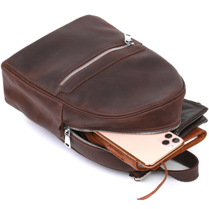 Vintage Women's Backpack SHVIGEL 16314 Brown Natural Leather Design