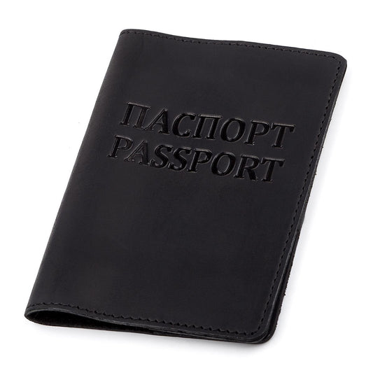 Leather Passport Cover SHVIGEL 13917 Black Genuine Leather for Passport Protection